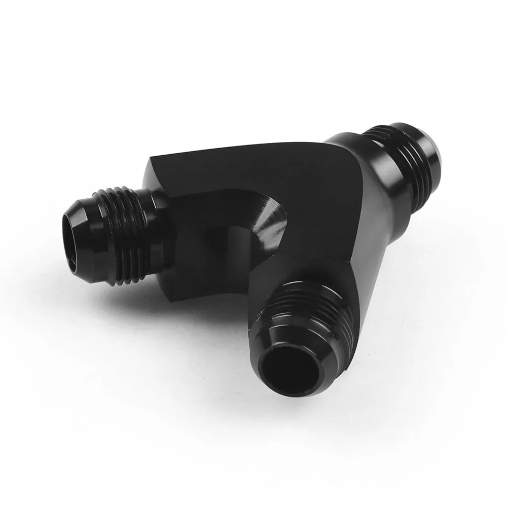3-Way Y-Block Fitting Adapter AN6 6-AN Male to 2X AN6 6-AN Male BLACK 6AN 1PCS