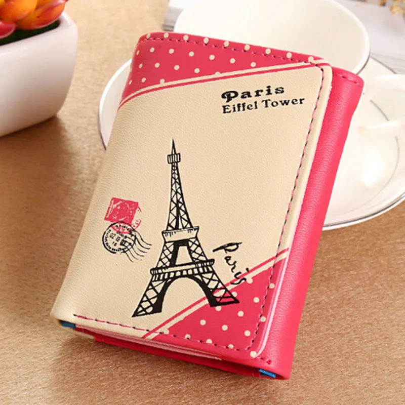 

Eiffel tower Short slim wallet for Women Coin Pocket Business Card Holders 2019 New Mini slim womens wallet Business Card Holder