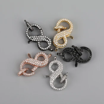 

5Pcs/Lot 19X31mm CZ Micro Paved & Shape Carabiner Bracelet Clasps Findings,Ziron Lock Clasps DIY Fashion Jewelry Accessories