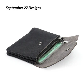 

Genuine Leather Vegetable Tanning Full-grain Leather Wrinkle Men's Purse Retro Envelope Button Driving License Zipper Coin Bag