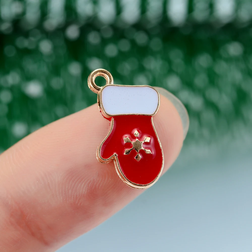 20Pcs/Set Enamel Alloy Mixed Christmas Charms Pendant Jewelry Metal Crafts Xmas Tree Christmas Party Wedding Decor Kids Gift