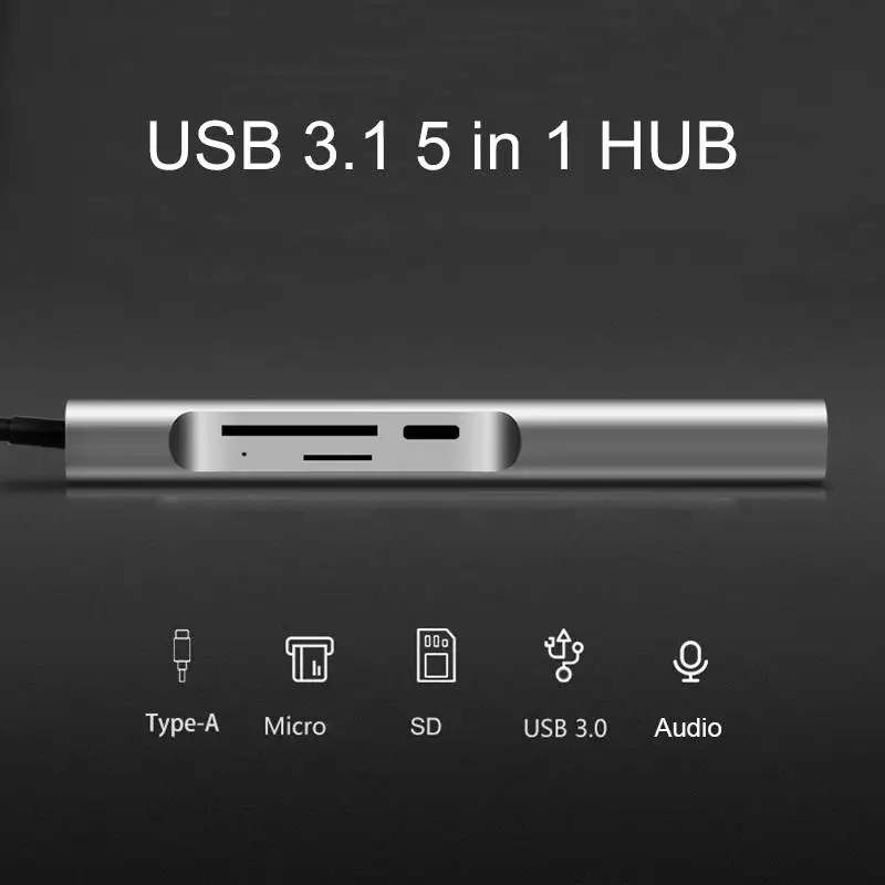 USB-C конвертер Алюминиевый USB C концентратор типа C к HDMI USB3.0 сплиттер адаптер TF Micro SD кард-ридер для Macbook pro