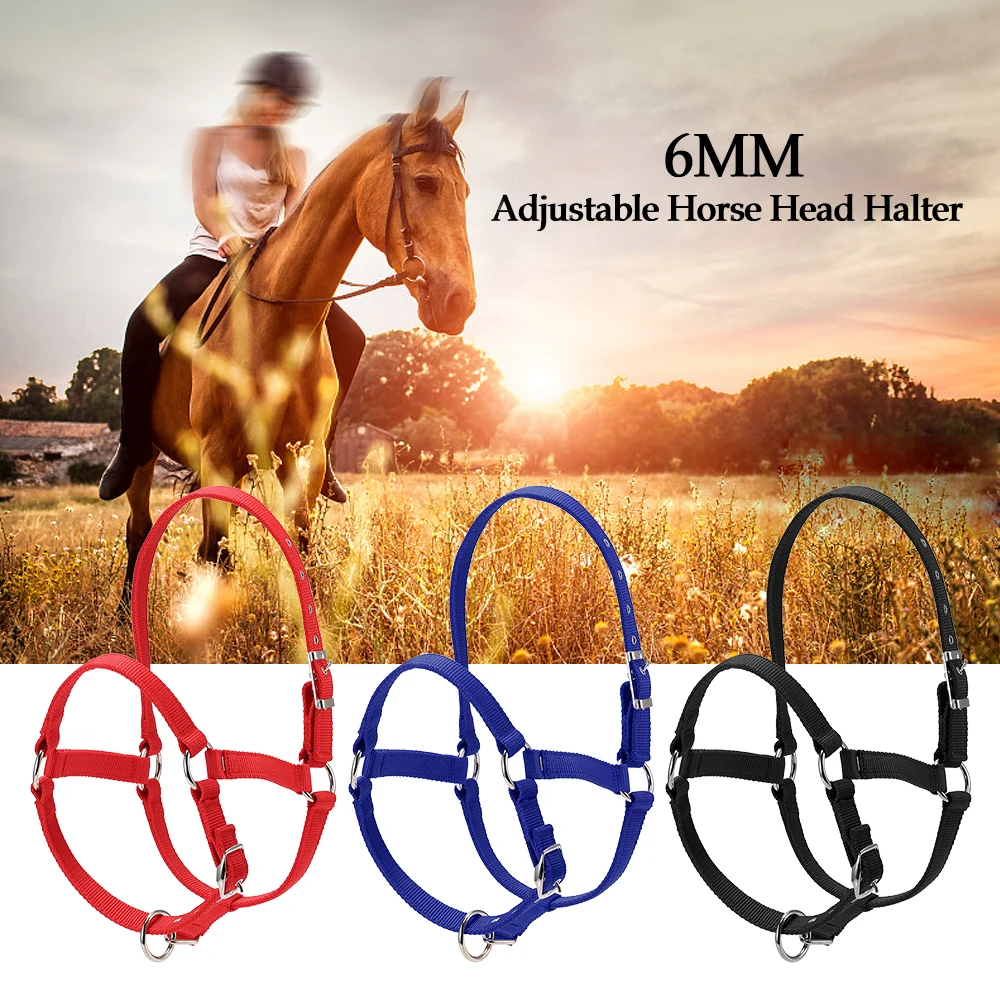 

6MM Thickened Horse Head Collar Adjustable Safety Halter Bridle Headcollar Horse Riding Equipment Accessories Horse Lead Rope