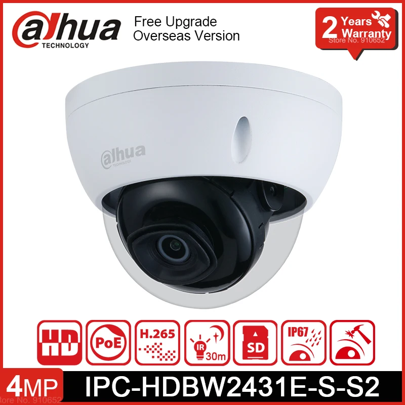 New Dahua 4MP IP Camera IPC-HDBW2431E-S-S2 IR 30m Mini Dome Network POE starlight replace IPC-HDBW1431E CCTV | Безопасность и