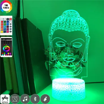 

Buddha Head Statue Figure Night Light for Buddhist Lighting Decoration Gifts Colors Change 3d Led Bluetooth Speaker Night Light