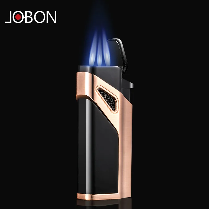 

Torch Jet Cigar Cigarettes Lighter Windproof 1300 C Metal Turbo Gas Three Nozzles Butane Spray Gun Lighters Smoking Accessories
