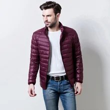 Мужская Сверхлегкая куртка-пуховик, Повседневная осенне-зимняя ветровка с белым утиным пухом, теплая парка, Мужское пальто, модная верхняя одежда