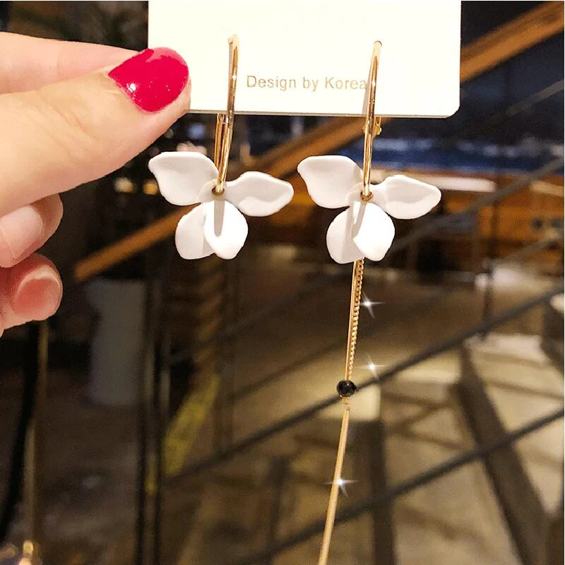 Корейские геометрические длинные Асимметричная серьга Стразы круглые серьги