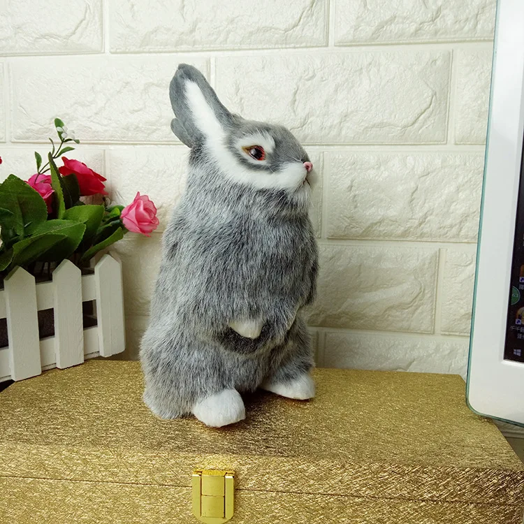 

creative simulation rabbit model plastic&furs real life gray rabbit gift about 23x15cm xf2809