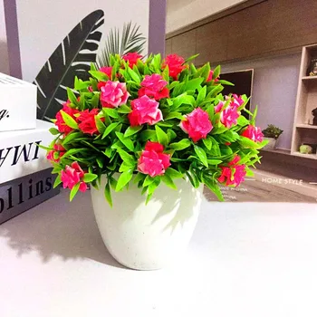 

Artificial Rose Flower Plant In Pot Fake Bonsai Tabletop Potted Plant Fake Wedding Birthday Party Favors Decorations
