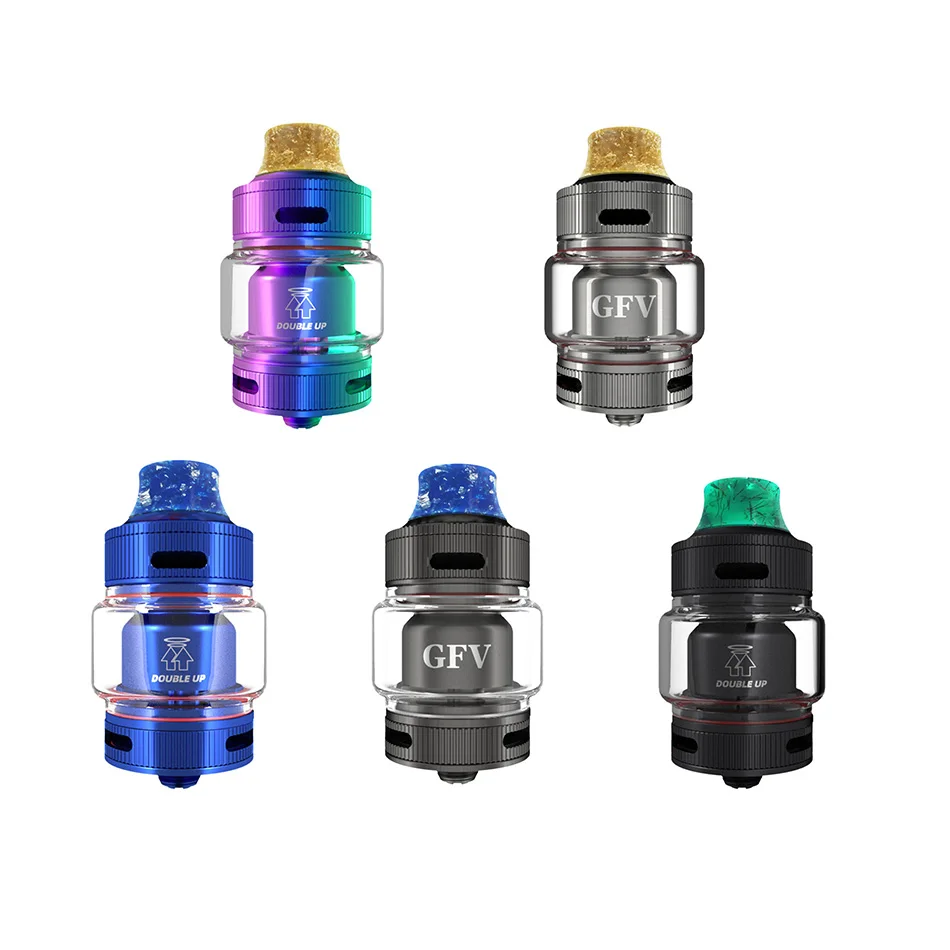 

Goforvape Double Up RTA 2ml unique dual airflow adjustment tank capacity with 510 Delrin drip tip Electronic cigarette atomizer