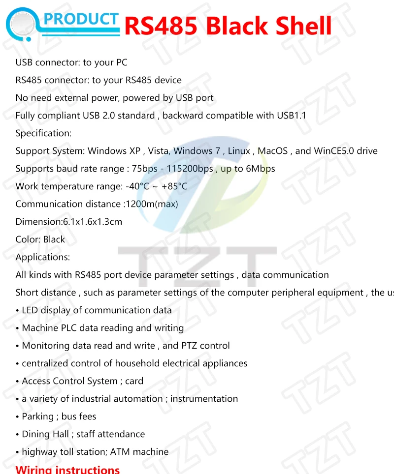 TZT 1/3 Stück USB zu RS485 485 Konverter-Adapter, unterstützt Win7 XP Vista Linux Mac OS WinCE5.0 – Detail 1