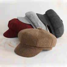 Британская одноцветная шерстяная восьмиугольная шляпа, Мужская осенняя и зимняя новая беретная элегантная повседневная женская Молодежная шляпа художника