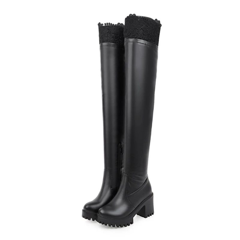 BLXQPYT/Botas; очень большие размеры 33-45; женские Сапоги выше колена на танкетке; женские зимние сапоги; модная теплая зимняя обувь; 3-6