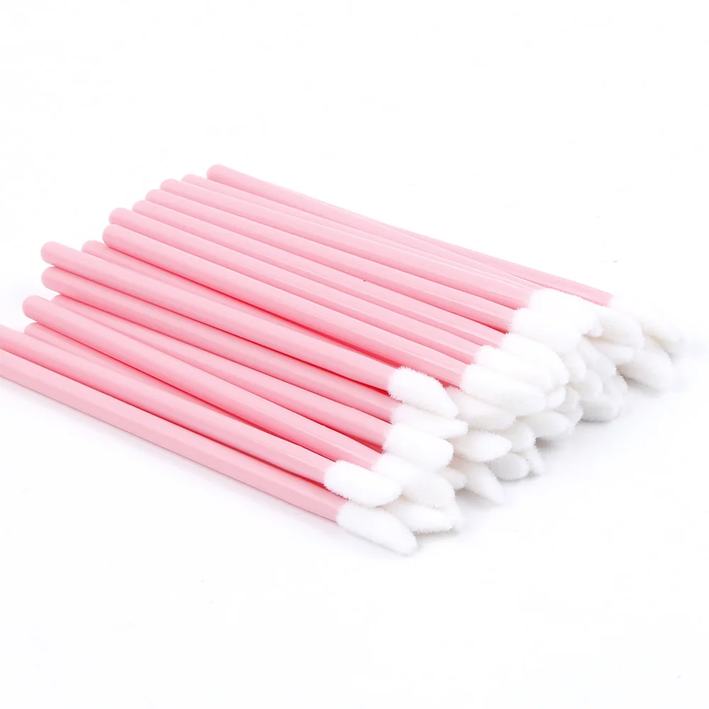 50Pcs Disposable Make Up Cleaner Applicators Lip Brush Stick Cosmetic Lipstick Gloss Soft Wands Makeup Brushes 2