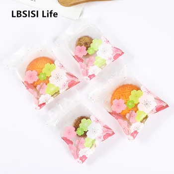 

LBSISI Life 100pcs Flower Biscuit Cookie Bags Mung Bean Cake Baking Packing Seal Machine Bags DIY Home Made Handmade Party
