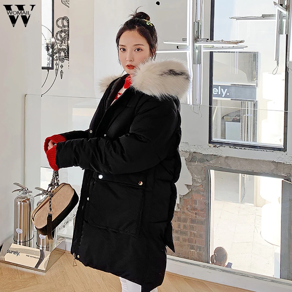 Womail Womens Coats Solid Casual Thicker Winter Warm Loose Jacket Long Overcoat coat women S-3XL