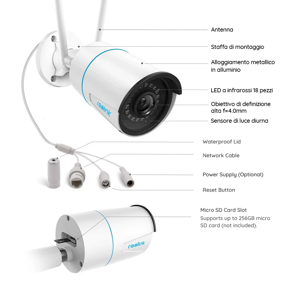 Pack Cámara de Seguridad Exterior WiFi RLC-510WA Reolink – BLU/STORE