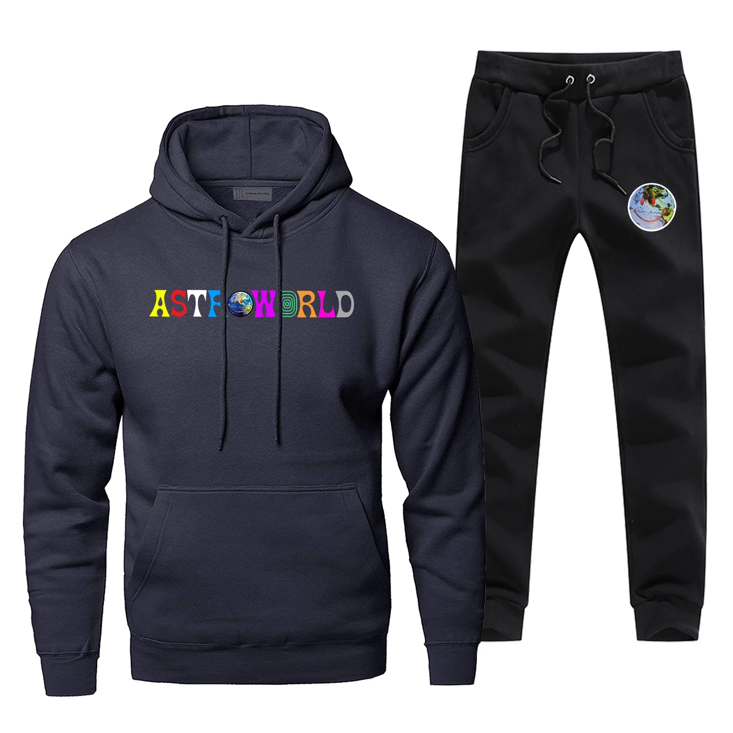 Модные толстовки с принтом Трэвиса Скотта Astroworld, мужские толстовки Харадзюку, толстовки и штаны, комплекты из 2 предметов, мужские спортивные костюмы в стиле хип-хоп с принтом Wish You WAS Here