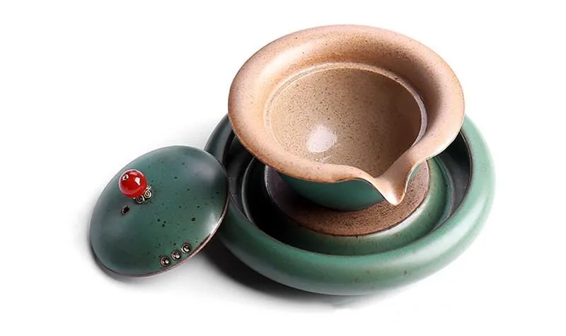 Фарфоровая чайная чаша с крышкой Gaiwan, комплект керамического блюдца/Офисная чайная церемония, Drinkare Decoration, Золотая супница