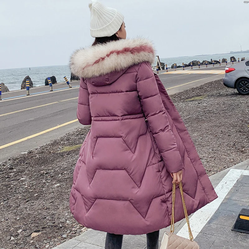 Женская куртка утепленная парка зимнее пальто верхняя женская одежда тонкие парки с капюшоном Casaco De Frio искусственный теплый меховой воротник 653