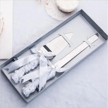 

Free Shipping Customized Double Heart Wedding Cake Knife Serving Set Pizza Knife & Shovel Bridal Shower Birthday Party Supplies