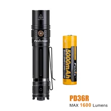 Новинка Fenix PD36R 1600 люмен тактический фонарик ультра-компактный поисковый фонарик с 5000 мАч литий-ионным аккумулятором