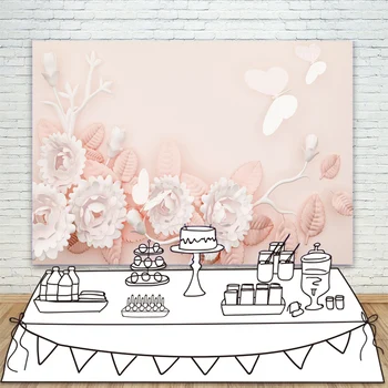 

Wedding Backdrop Pink Flowers Butterfly Photography Backdrop for Pictures Themed Party Decorations Photography Background Props