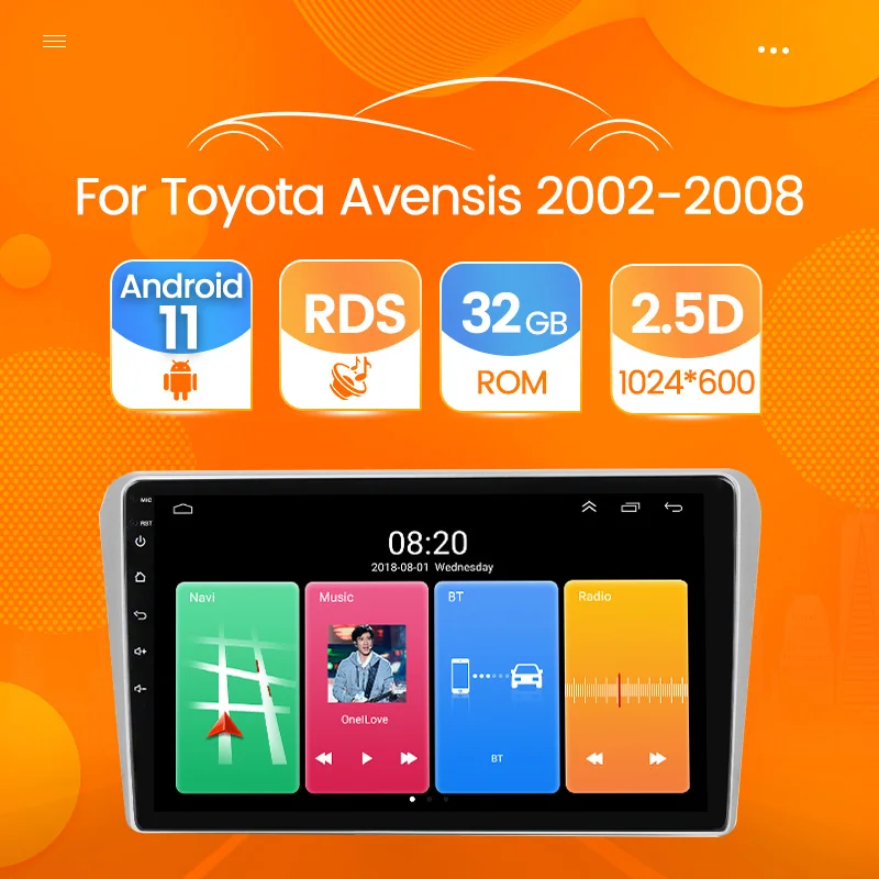 Автомобильный GPS-навигатор 2din Android 11 автомобильный радиоплеер для Toyota Avensis 2002 2003