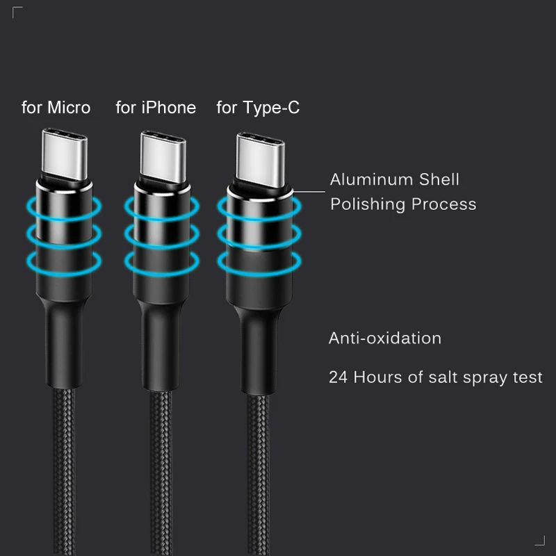 Кабель Micro USB CANDYEIC 3 в 1 кабель для IPhone 8 X Samsung S10 Xiaomi 9 Redmi K20Pro OnePlus 7 6 провод зарядки