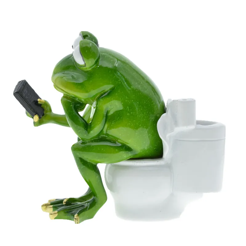 Artificial Animal Resin Bathtub Toilet Frogs Figurines MYBLUE Kawaii Home Room Decorations Accessories Crafts images - 6