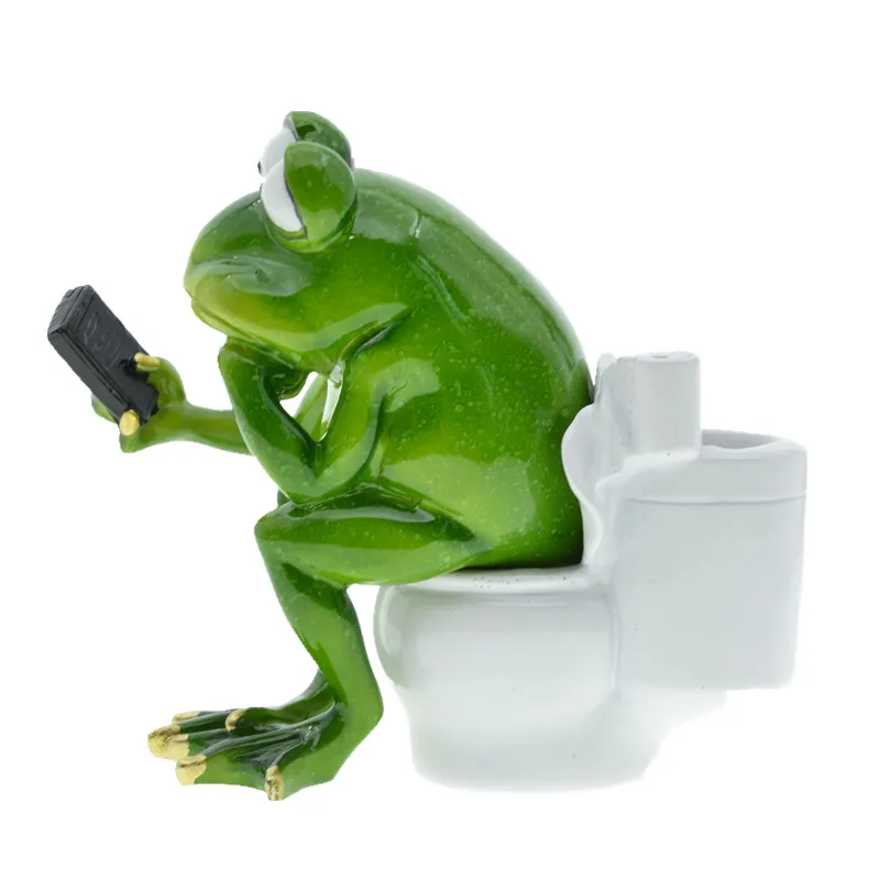 Artificial Animal Resin Bathtub Toilet Frogs Figurines MYBLUE Kawaii Home Room Decorations Accessories Crafts For Ornament Crafts Miniature Figurines Resin Ornaments Lucky Cat Statue Resin Crafts Accessories