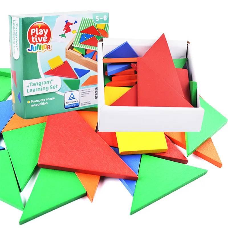 

mookids wood toy intelligence puzzle 32 pcs DIY Tangram jigsaw puzzle