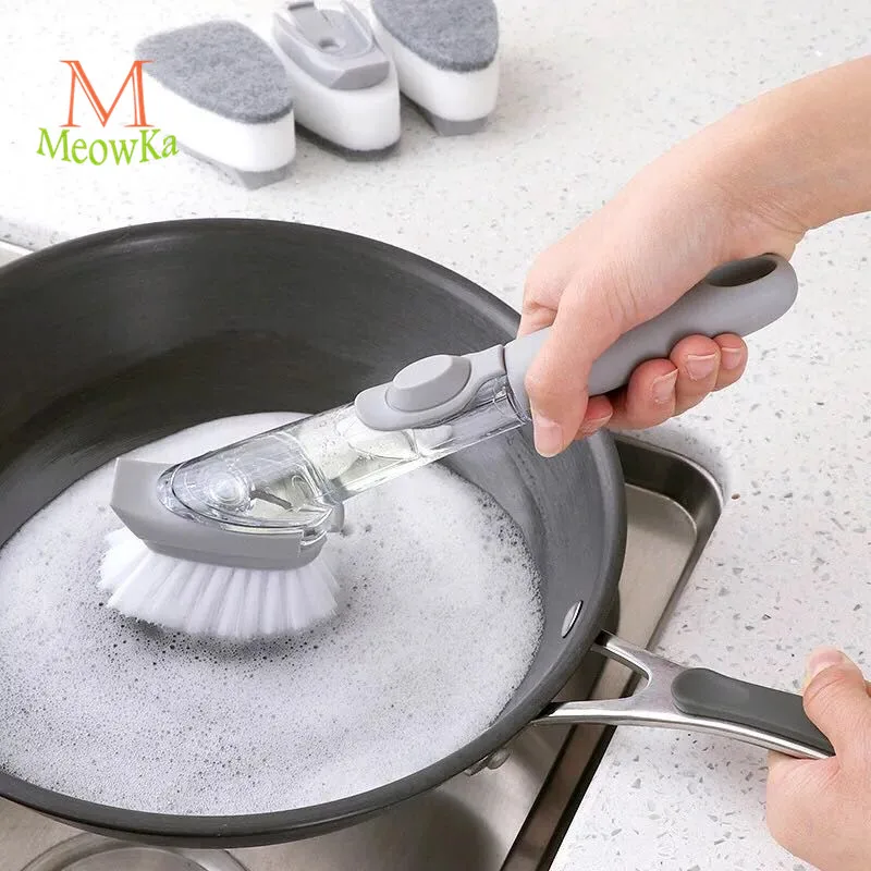 Щетка для чистки MeowKa с длинной ручкой/безмасляная гидравлическая щетка для чистки/щетка для мытья посуды/щетка для хранения рук/щетка для чистки кухни