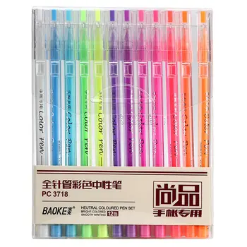 

12 Colors/box Gel Pen 0.6mm Nib Gel Pen DIY Solid Color Drawing Pen Office School Stationery