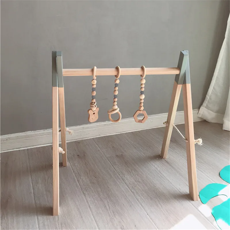 Online Decoración de habitación de bebé nórdico juego de gimnasio juguete de madera para niños juguete de regalo para habitación infantil accesorios para fotografía