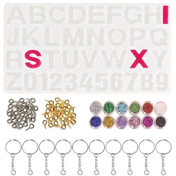 

Keychain Crystal Epoxy Resin Molds Kit Alphabet Letter Number Pendants Casting Silicone Mould DIY Craft Earrings Jewelry Making