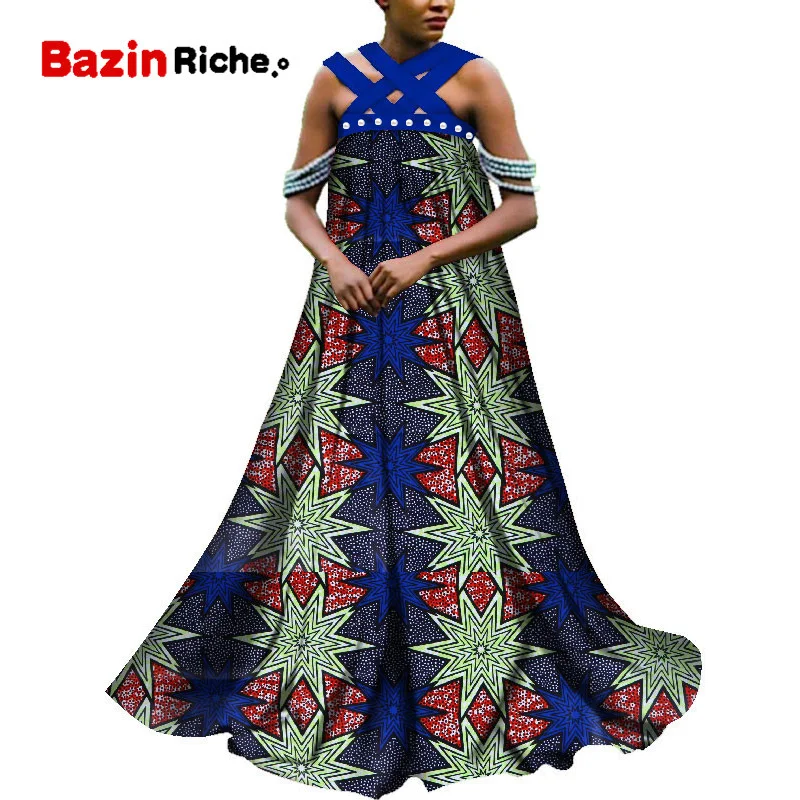 Африканские платья для женщин, модные Дашики, женские Bazin Riche, Длинные вечерние платья с принтом, традиционная одежда больших размеров, WY3651