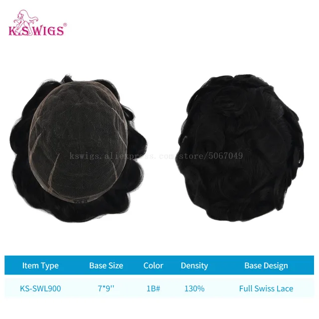 Clearance Multiple Base Men's Wig Indian Human Hair Toupee Density Durable Capillary Prosthesis Hair Replacement Systems KS-SWL900-7X9
