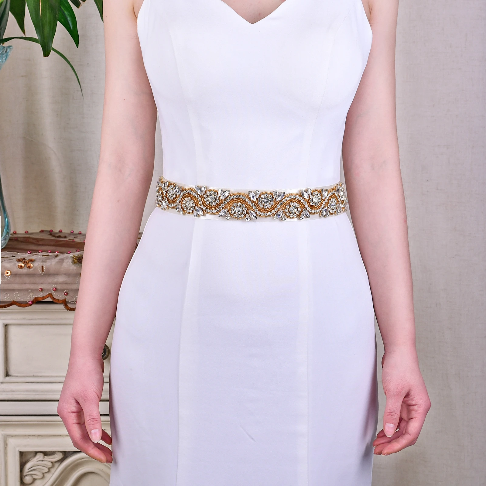 TRiXY cinturones de boda dorados con diamantes imitación para novia, cinturón de novia, fajas, vestido de boda, cinturón de baile de graduación, fajas para novia|Cinturones de novia| - AliExpress