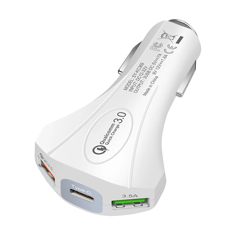 Портативное двойное автомобильное зарядное устройство USB QC 3,0 быстрое зарядное устройство для телефона type C быстрое зарядное устройство для samsung A50 S10 Oneplus 7 Xiaomi Mi 9