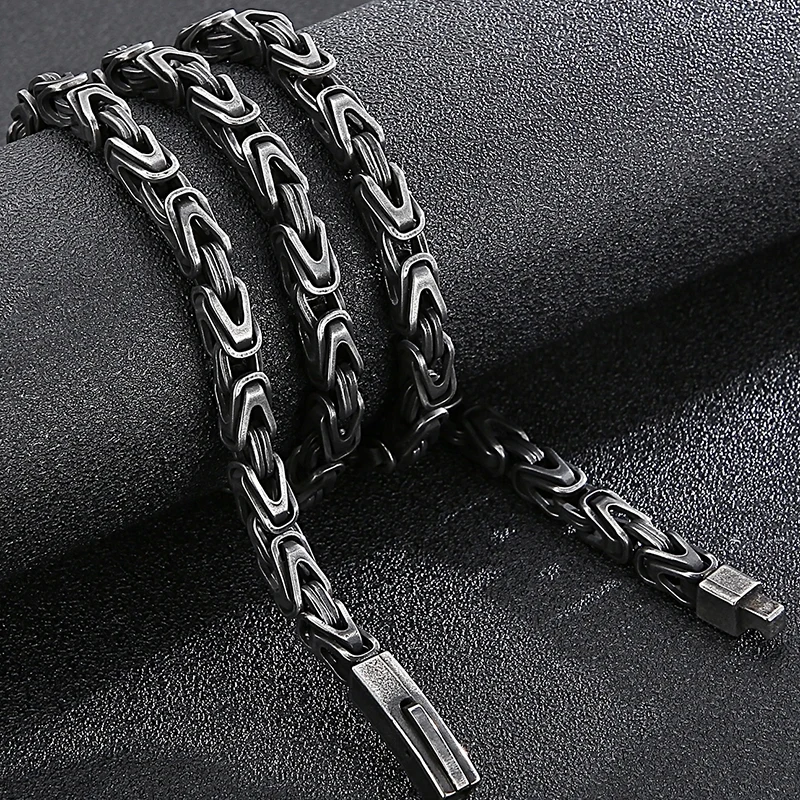 Stainless Steel Necklace 50-65CM 25.5" 6MM Chain Choker for Men Luxury Gold Color Best Friends Christmas Gifts