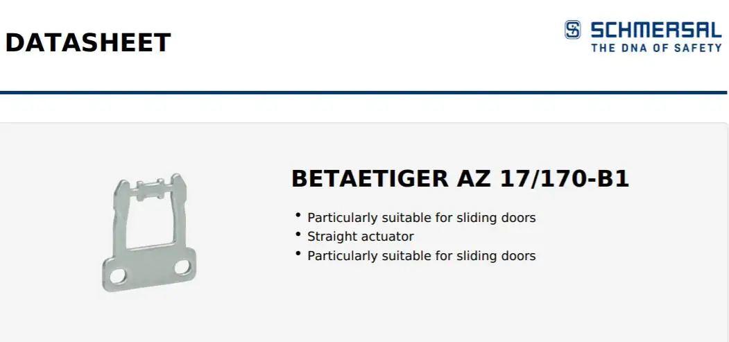 Safety switch with separate actuator AZ 17 BETAETIGER AZ 17/170-B1