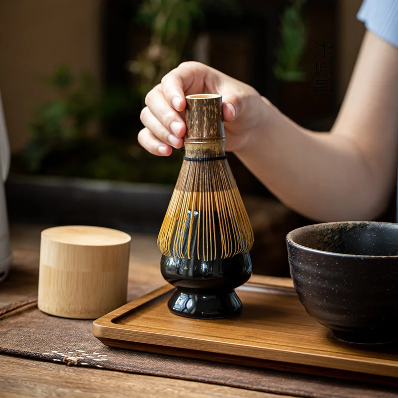 Japanese Matcha Tea Set 8pcs Ceramic Bowl Holder Bamboo Whisk