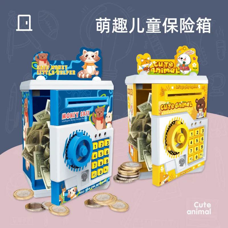 

New Creative Cartoon Music Children's Savings Bank Automatic Roll Up Fingerprint Cash Checking Deposit Bank Atm Password Box