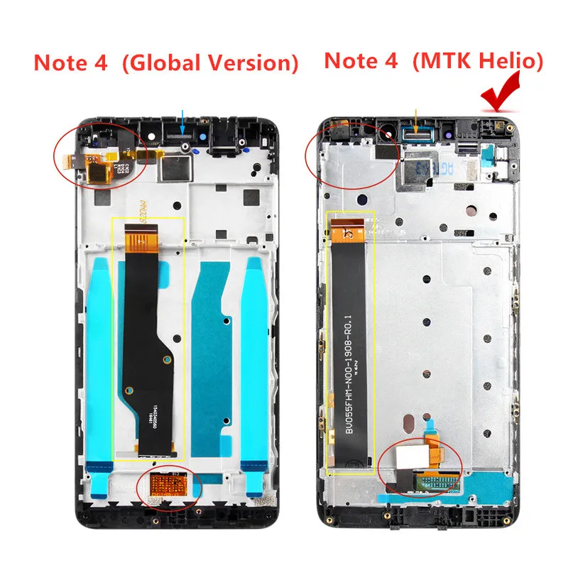 5," для Xiaomi Redmi Note 4 ЖК-экран Redmi Note 4 ЖК-дисплей сенсорный экран Redmi Note 4 в сборе с рамкой MTK Helio X20 lcd