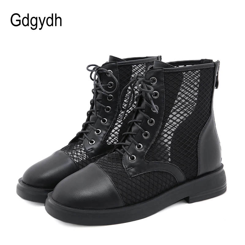 Женские сетчатые сапоги Gdgydh черные/белые короткие в готическом стиле с открытым