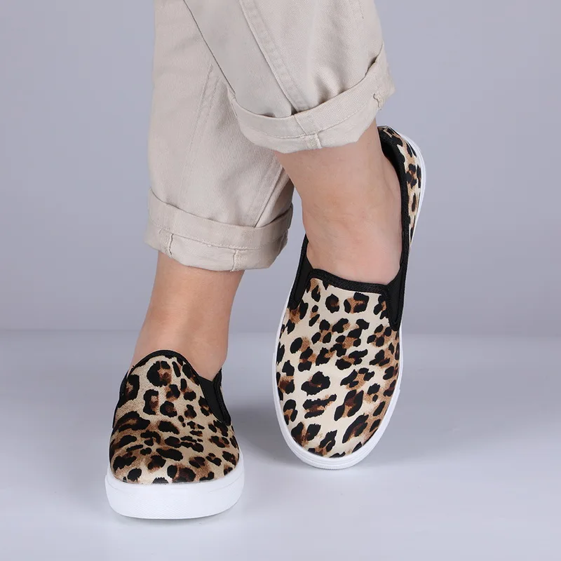 SHUJIN г. Женская обувь на плоской подошве с леопардовым принтом модная повседневная обувь без застежки с круглым носком Новая повседневная обувь в рыбацком стиле на плоской подошве женская обувь - Цвет: Leopard