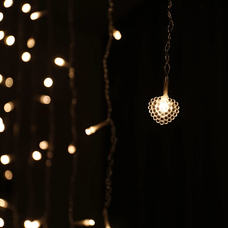 Светодиодный светильник-гирлянда с сердечком, занавеска, Сказочная сосулька, Рождественская гирлянда на цепочке легкий, 8 режимов, украшение для свадьбы, вечеринки, сада, для улицы