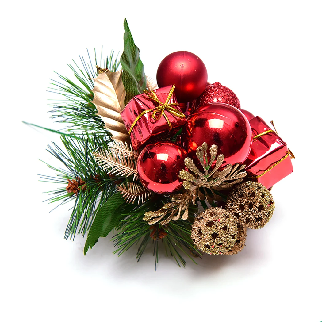 Artificial Pip Berry Picks Fruit Flower Stamens Christmas Pick Glitter Ball Gift Box Artificial Pine Pick Christmas Decoration
